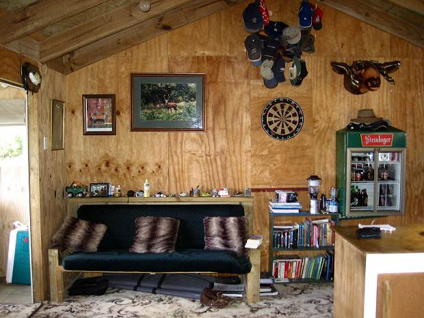 Interior of the Te Awaiti hunting lodge.
