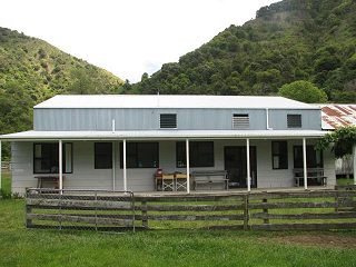 Exterior view of Remuera's hunting cabin.