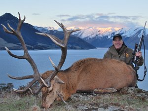 Rodney Smith with a trophy Red Stag, Glen Dene, New Zealand