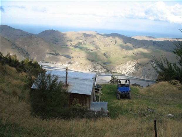 Cabbage Tree Hut, Waiau-Toa Station, South Island of New Zealand.